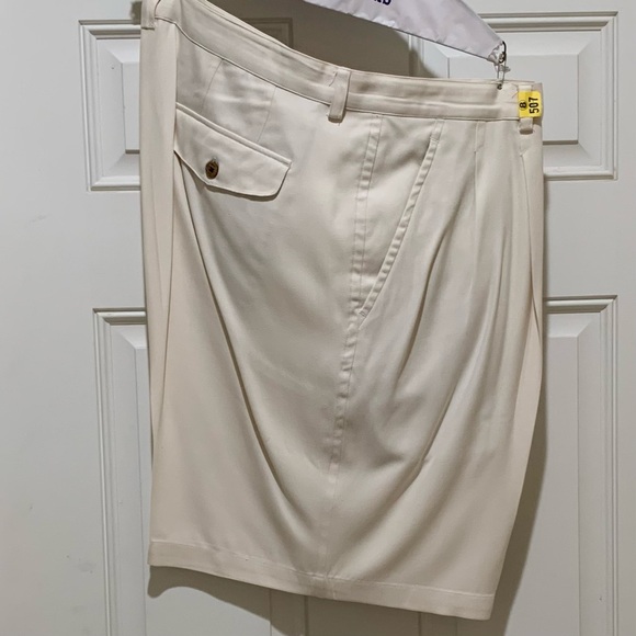 MENS SHORTS 46 W SILK 100% DRESS PALE YELLOW PLEATED BARACUDA JOSEPH & FEISS - Picture 8 of 15
